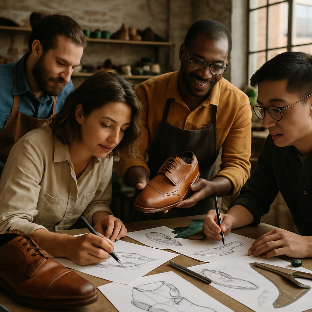 Passionate team working on shoes